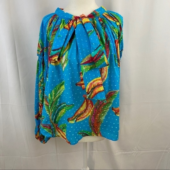 FARMRIO Banana Sky Blouse Blue Multi XS NWT - Picture 3 of 13